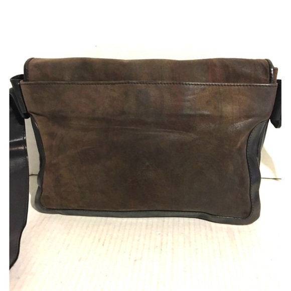 Cole haan unisex Brown distressed Leather Messenger Bag - Picture 2 of 10